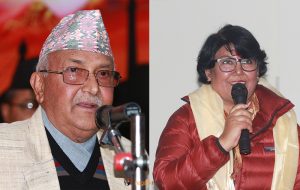 अध्यक्ष ओली तथा बुधबार एमाले प्रवेश गरेकी भण्डारी